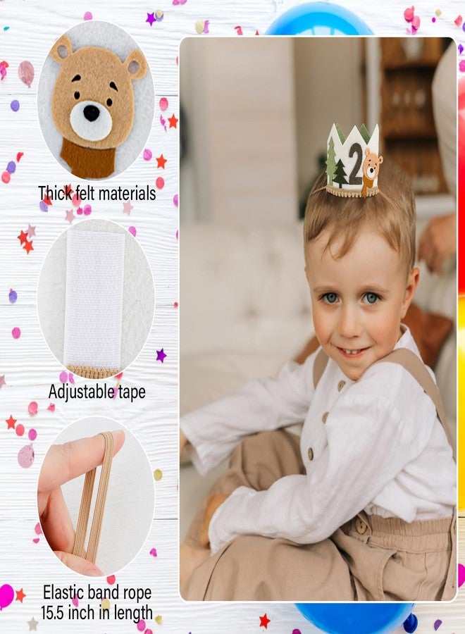 SuPoo 2nd Birthday Decorations for Boy Bear 2nd Birthday Hat Headband Animals Crown Tiara with Elastic Band 2 Year Old Happy Party Cap Decorations Supplies Photo Prop - Image 5